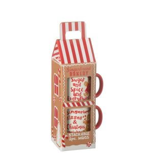 BOX OF 2 MUG IN GIFTBOX CERAMICS RED