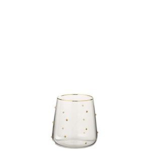 DRINKING GLASS DOTS GLASS TRANSPARENT/GOLD COLORED