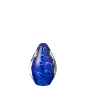 PAPERWEIGHT POLYPUS OVAL GLASS TRANSPARENT/BLUE SMALL