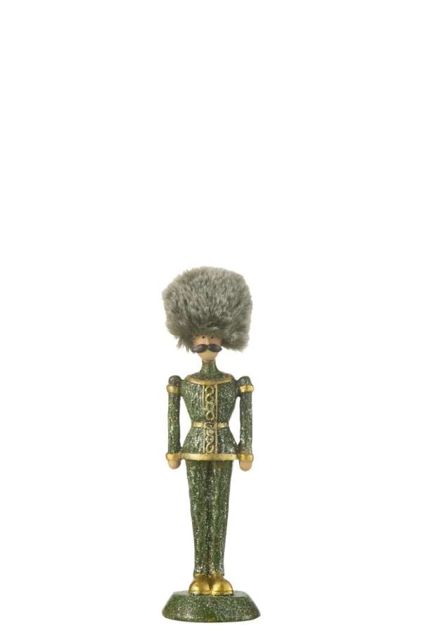 NUTCRACKER FUR HAT GLITTER RESIN GREEN SMALL