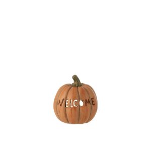 PUMPKIN WELCOME CLAY CARAMEL LARGE