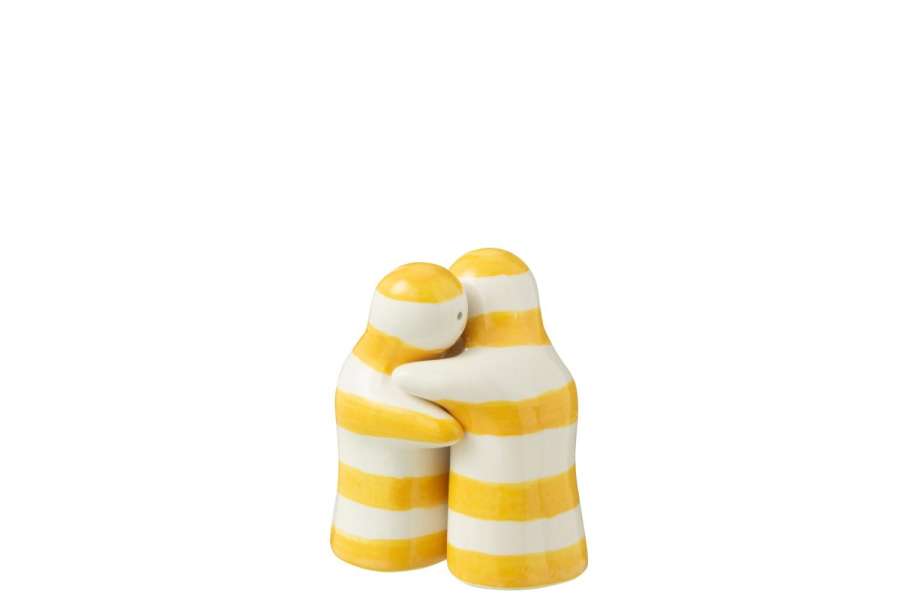 SALT&PEPPER GRANADA STRIPES CERAMIC WHITE/YELLOW
