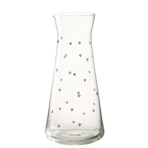 CARAFE HEART GLASS TRANSPARENT/GOLD