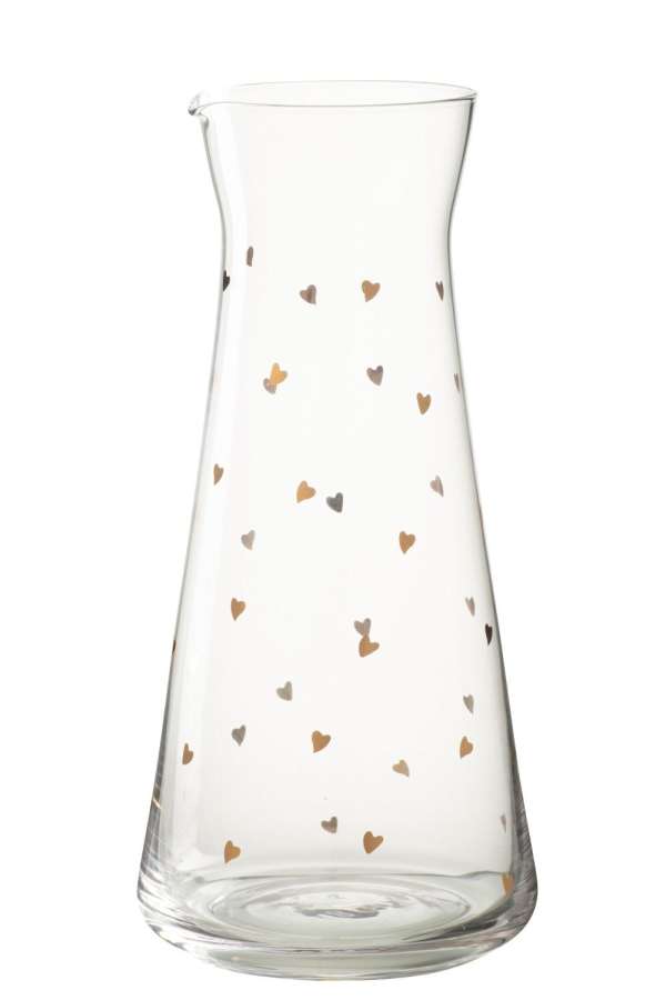 CARAFE HEART GLASS TRANSPARENT/GOLD