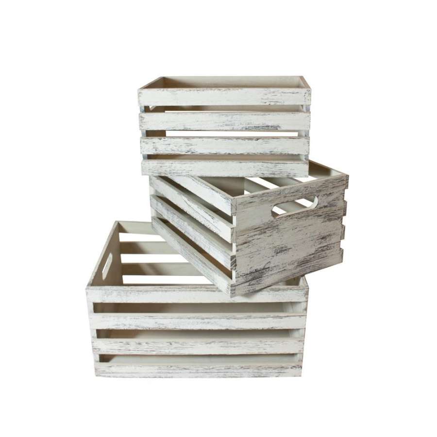 Kasser Tre Grå S/3 40X30X18Cm