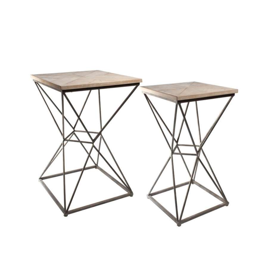 Bord Metall/Tre Natur/Grå Stor 46X46X71C