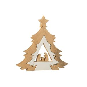 NATIVITY IN TREE  +  STAR MANGO WOOD WHITE/NATURAL