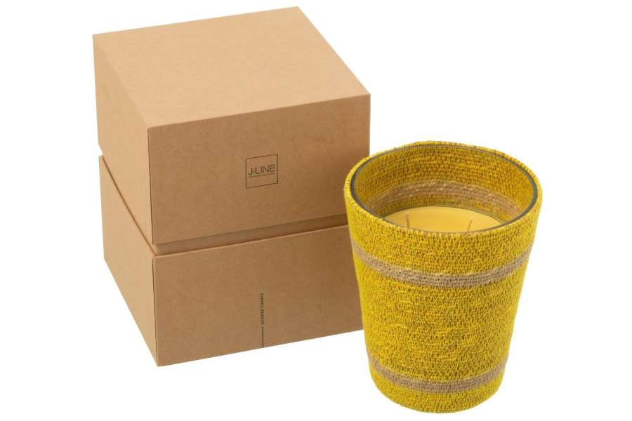 SCENTED CANDME BASKET WAX YELLOW LARGE-75HOURS