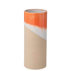 VASE CYLINDER CLAY ORANGE/NATURAL LARGE