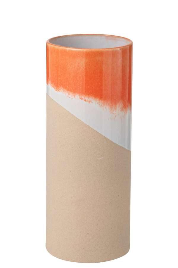 VASE CYLINDER CLAY ORANGE/NATURAL LARGE