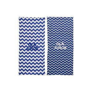 BEACH TOWEL OLA AMOR COTTON WHITE/DARK BLUE ASSORTMENT OF 2