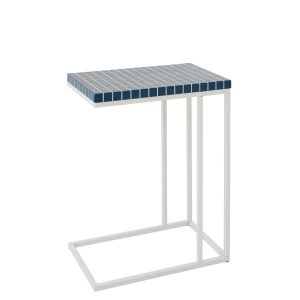 SIDE TABLE RECTANGLE CHECKERED IRON BLUE/WHITE