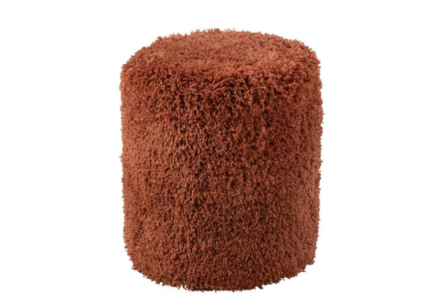 POUF CYLINDER SHAGGY POLYESTER BRICK