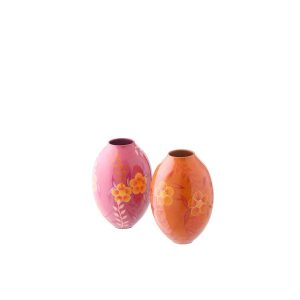 VASE FLOWERS METAL PINK/ORANGE SMALL ASSORTMENT OF 2