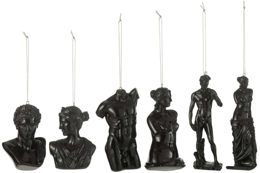 BOX OF 6 HANGER ROMAN STATUE RESIN BLACK