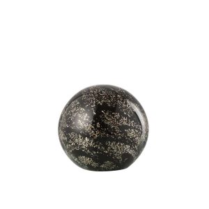 PAPERWEIGHT STARDUST GLASS GOLD/BLACK LARGE