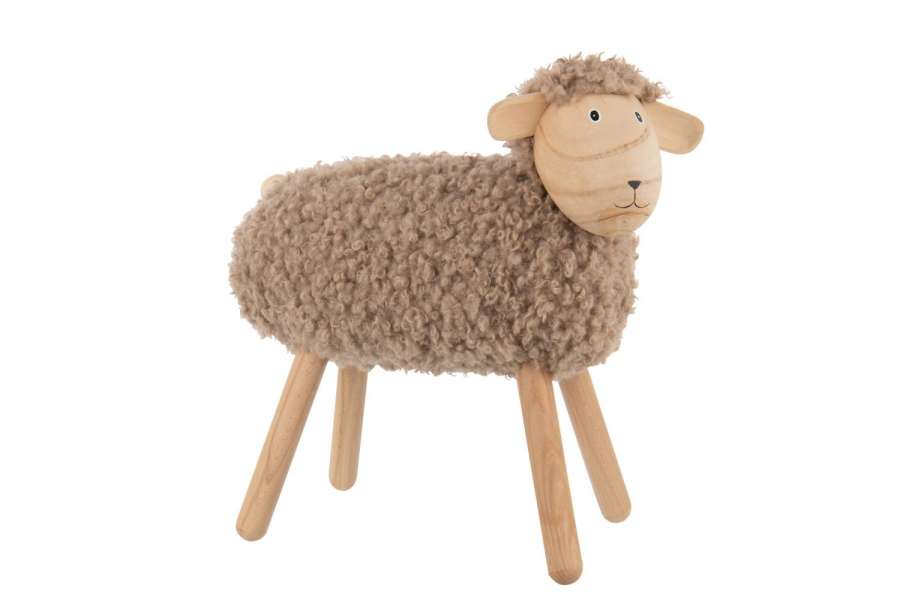 SHEEP DECORATIVE BEECH WOOD/FAUX FUR NATURAL/BEIGE LARGE