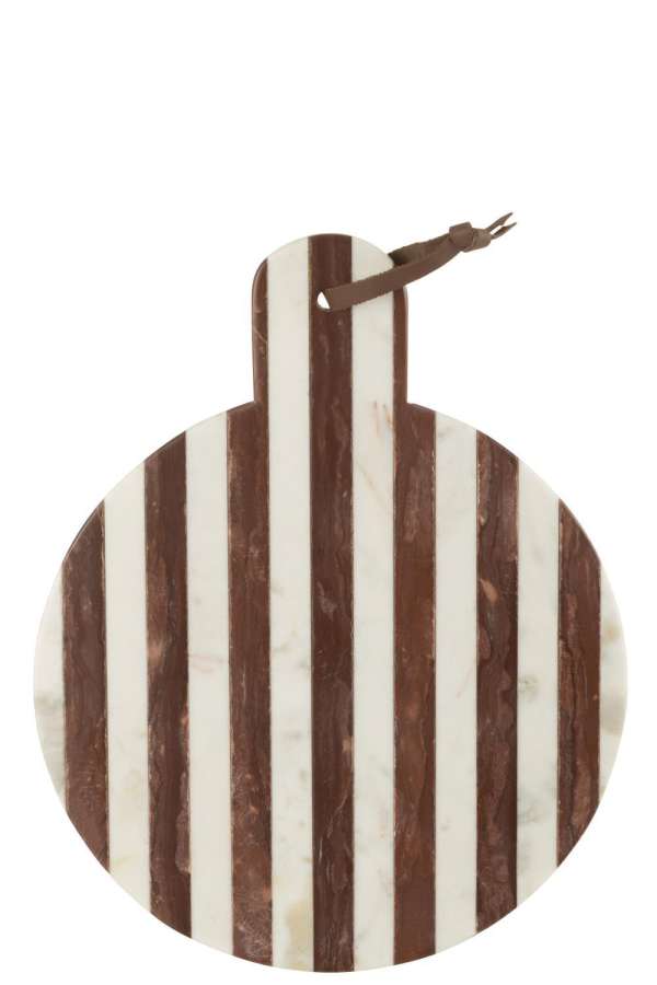 PLANK ROUND STRIPE MARBLE WHITE/BROWN