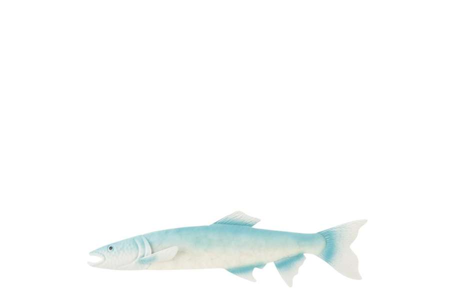 WALL DECORATION FISH IRON LIGHT BLUE/WHITE