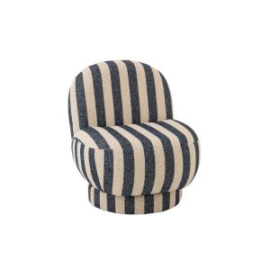 LOUNGE CHAIR STRIPED FABRIC BLUE/OFF-WHITE