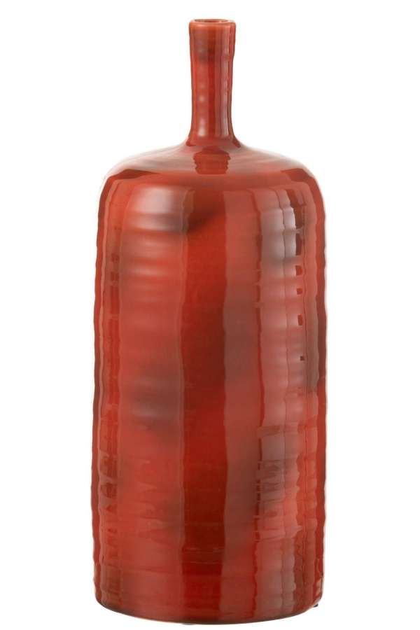 VASE AKANE BOTTLE CERAMIC RED LARGE
