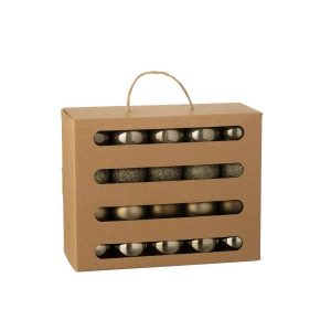 BOX OF 40 CHRISTMAS BAUBLE PLASTIC BROWN