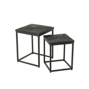 SET OF 2 SIDE TABLES SHANIL WOOD/IRON BLACK