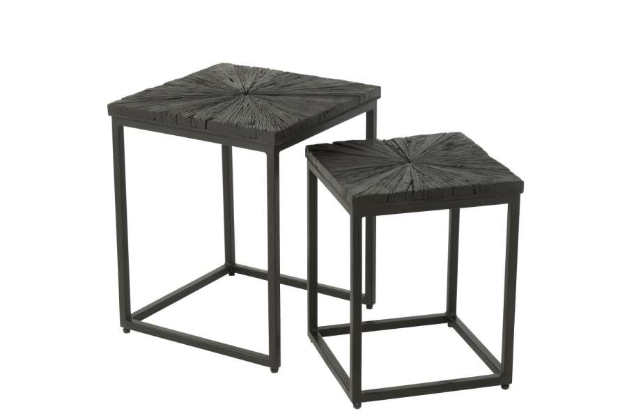 SET OF 2 SIDE TABLES SHANIL WOOD/IRON BLACK