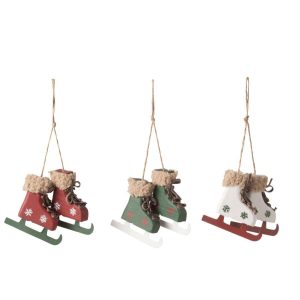 HANGER ICE SKATES WOOD/METAL MIX ASSORTMENT OF 3
