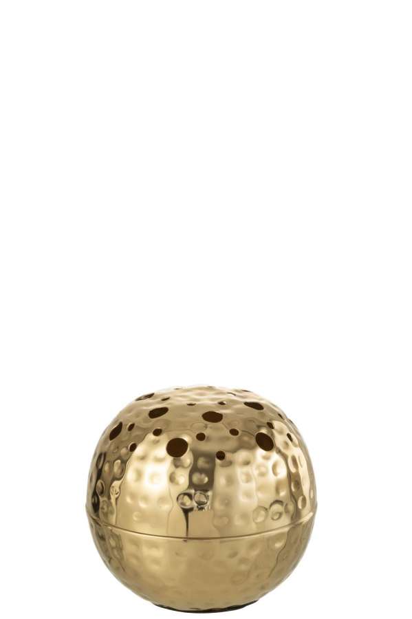 VASE BOULE WITH HOLES METAL GOLD SMALL