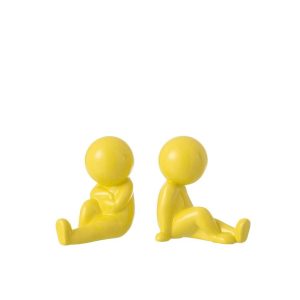 SET OF 2 BOOKEND MARCEL STONEWARE YELLOW