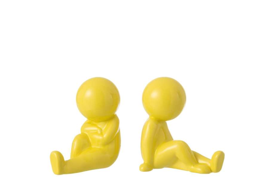 SET OF 2 BOOKEND MARCEL STONEWARE YELLOW