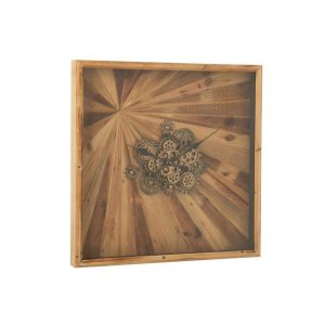 WALL CLOCK SQUARE MDF NATURAL LARGE