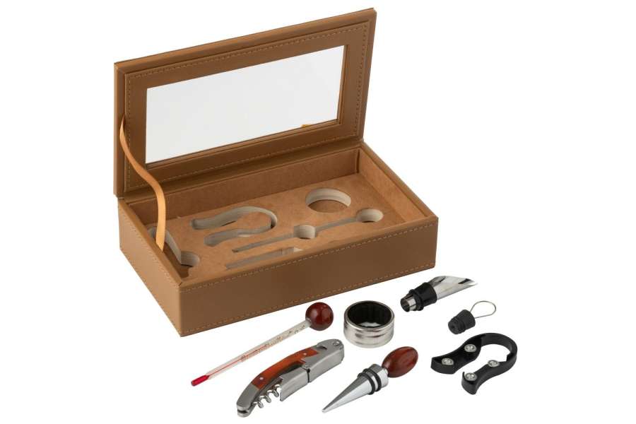BOX WINE ACCESSORIES PU CAMEL
