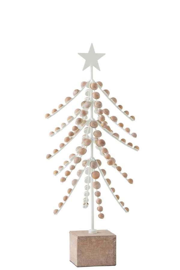 TREE ON BASE STAR WOOD/METAL WHITE/NATURAL