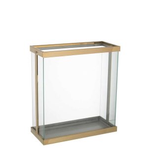 LANTERN RECTANGULAR ENMA IRON/GLASS GOLD LARGE