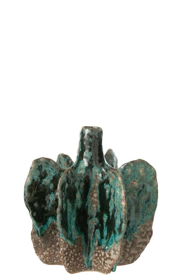 VASE NAGA CERAMIC  AZUR/BROWN MEDIUM