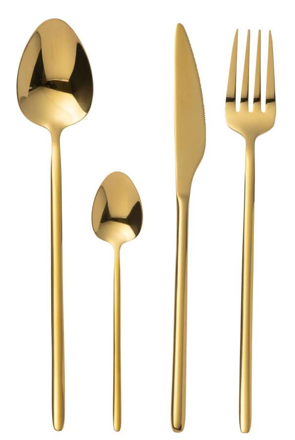 BOX CUTLERY C 24 PIECES STAINLESS STEEL SHINY GOLD