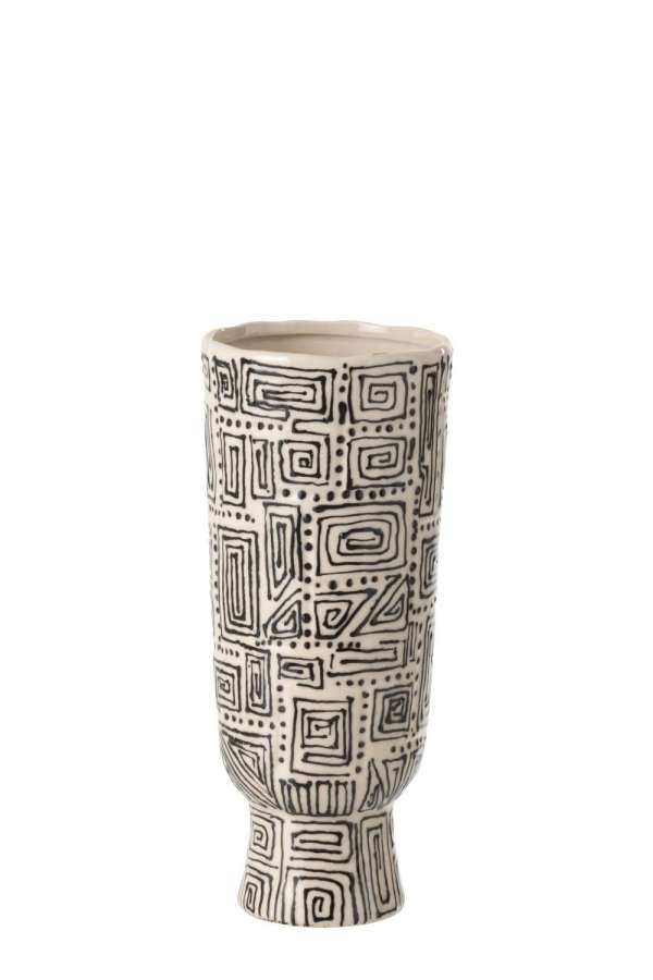 VASE PATTERN CERAMIC OFF-WHITE/BLACK SMALL