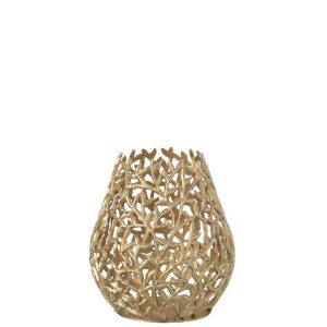FLOOR VASE LEAF ALUMINIUM GOLD COLORED