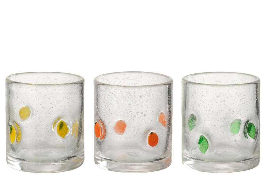 DRINKING GLASS CITRUS FRUIT GLASS MIX SMALL ASSORTMENT OF 3