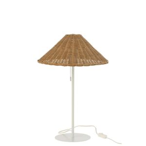 TABLE LAMP METAL/RATTAN WHITE/NATURAL
