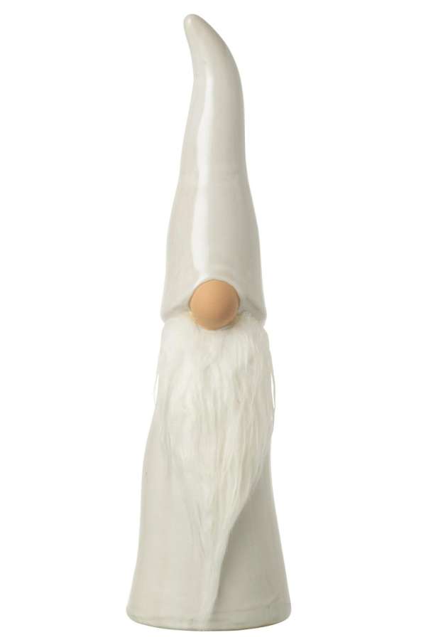 GNOME POINTY HAT PORCELAIN LIGHT GREY LARGE