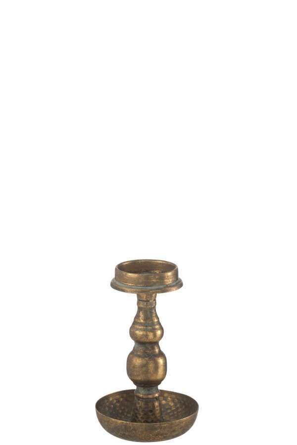 CANDLE HOLDER ANTIQUE METAL GOLD