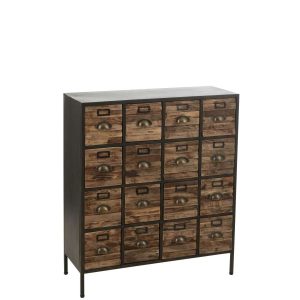 CUPBOARD 16 DRAWERS WOOD/METAL BROWN