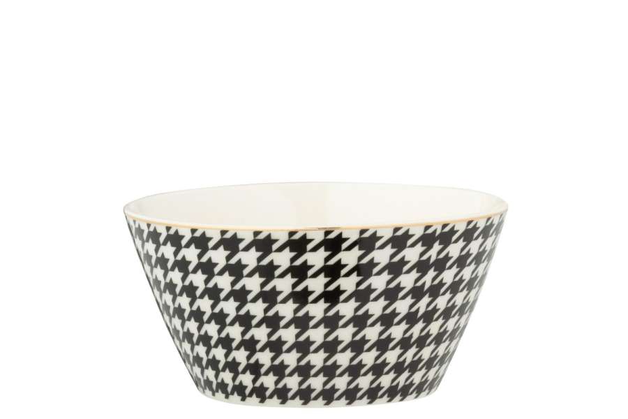 BOX OF 2 BOWL PIED-DE-POULE PORCELAIN WHITE/BLACK