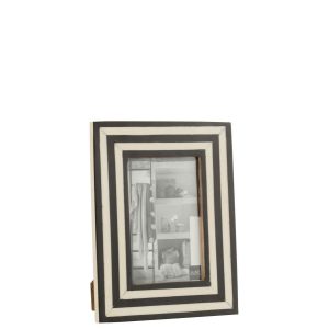 PHOTOFRAME RECTANGLE FLAT LINES RESIN BLACK/WHITE SMALL