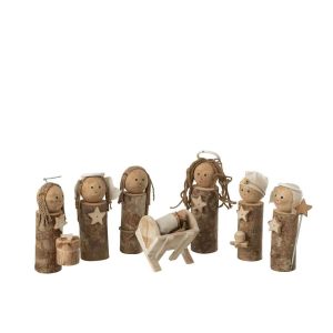 NATIVITY TRUNK ALBASIA WOOD DARK BROWN/NATURAL