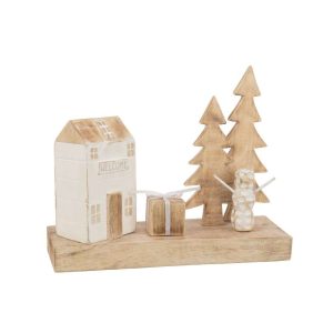 DECORATION HOUSE PRESENT TREE WOOD WHITE