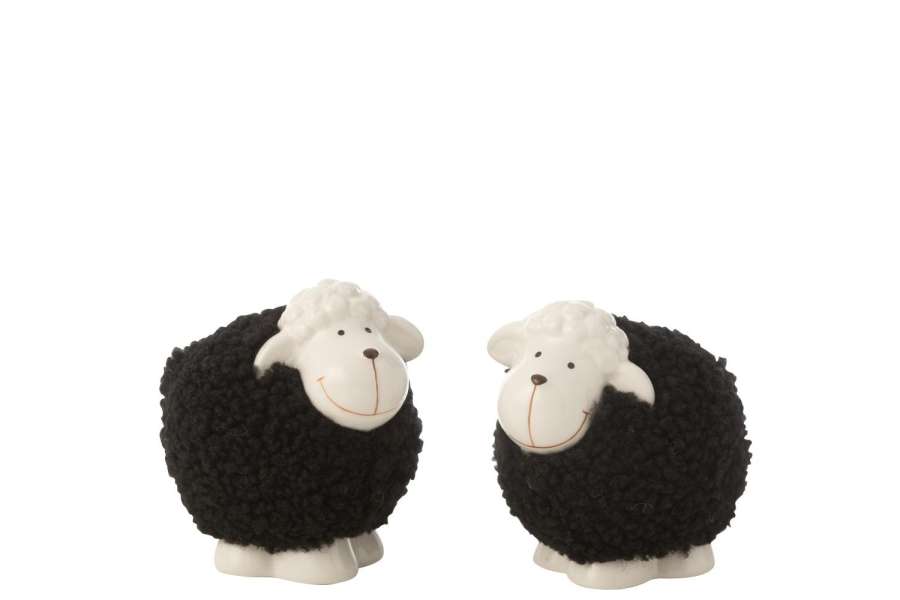 SHEEP PORCELAIN WHITE/BLACK MEDIUM ASSORTMENT OF 2